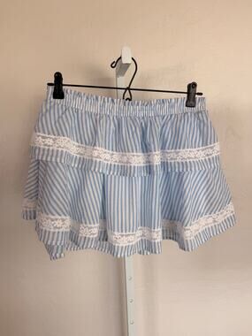 Wild Fable Blue White Striped Lace Tiered Mini Skort Women’s Small Cottagecore